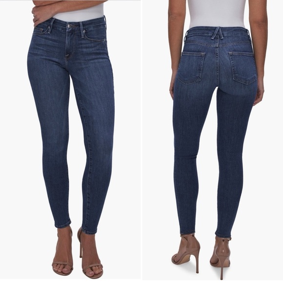 Good American Good Legs Skinny Mid-Rise Jeans - Color: Blue 004 - Picture 1 of 12